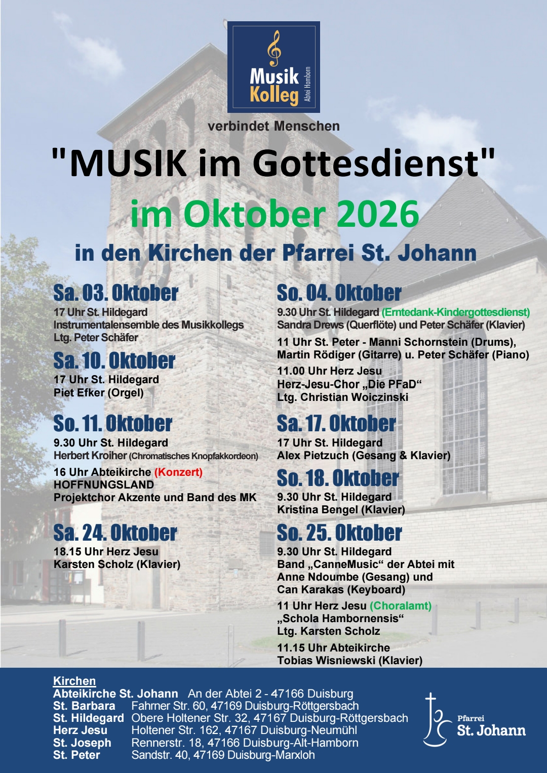 Musik im Gottesdienst Oktober